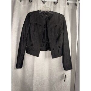 Ellen Tracy Open Front Lined Blazer Size 2 Black Polyester Blend Pockets NWT